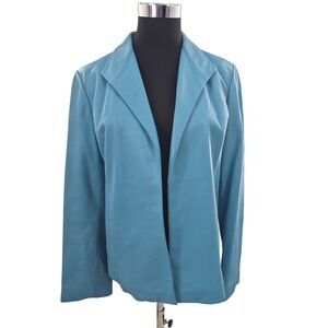Real Clothes Turquoise Genuine Leather Blazer